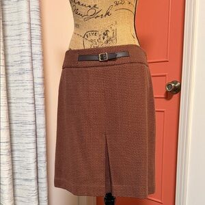 LOFT Textured Brown Mini Skirt with Belt